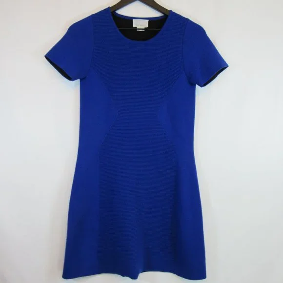 M. Patmos Cobalt Blue Knit Wool Stretch Pullover Dress - Picture 4 of 14
